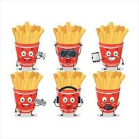 tasse de français frites dessin animé personnage sont en jouant Jeux avec divers mignonne émoticônes vecteur