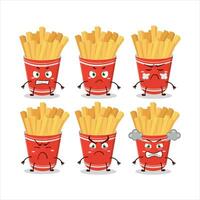 tasse de français frites dessin animé personnage avec divers en colère expressions vecteur