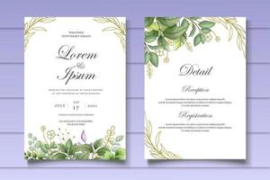 beau modèle de carte d'invitation de mariage floral vecteur