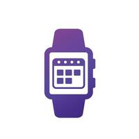 calendrier ou programme icône avec une montre intelligente, vecteur