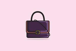 violet luxe femmes Sac à main ou bourse Embrayage sac vecteur illustration. beauté mode objets icône concept. élégant Dames brillant cuir sac vecteur conception.