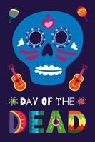 affiche dia de los muertos. festival rituel national du mexique vecteur