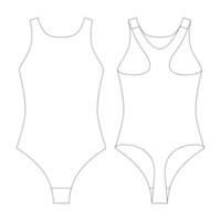 modèle dos nageur le maillot de corps vecteur illustration plat conception contour Vêtements collection