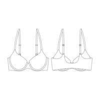 modèle pousser en haut soutien-gorge vecteur illustration plat conception contour Vêtements collection