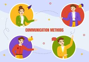 la communication méthodes vecteur illustration avec équipe référence commercialisation, projet gestion, social réseaux et Publique rapports dans plat Contexte