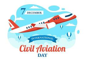 international civil aviation journée vecteur illustration sur sept décembre avec avion et ciel bleu vue pour apprécier dans plat dessin animé Contexte conception