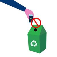 ne le fais pas vous jeter piles dans le poubelle, recycler, protéger le environnement concept vecteur
