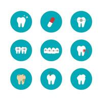 dent icône ensemble. dentaire en relation Icônes. dent forme symbole vecteur icône. dentaire clinique éléments