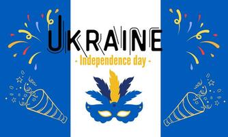 Ukraine indépendance journée avec abstrait moderne conception. drapeau et carte de Ukraine avec typographie bleu et Jaune Couleur thème. Ukraine nationale journée bannière. vecteur