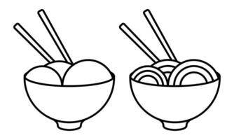 contour illustration de nouilles et boulettes de viande2 vecteur