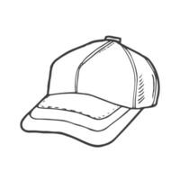 base-ball casquette griffonnage illustration vecteur icône. main dessiné, bande dessinée, contour.