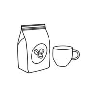 café des haricots sac. vecteur plat contour icône illustration isolé sur blanc Contexte. modifiable accident vasculaire cérébral.