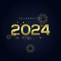 2024 fête concepts avec or feux d'artifice, utilisé pour bannière conception et d'or feu d'artifice sur pente isolé plus de noir Contexte vecteur