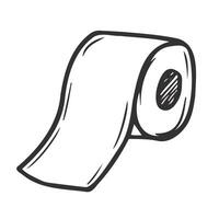 une rouleau de toilette papier dans le griffonnage style.dessiné à la main toilette papier.vecteur illustration isolé sur une blanc Contexte. vecteur