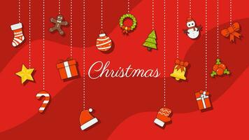 joyeux Noël plat icône ensemble, vacances saison arrière-plan, Noël articles, bannières, fond d'écran, salutation cartes, vecteur illustration