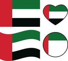 uni arabe émirats drapeau icône. agitant drapeau de uni arabe émirats. cœur uni arabe émirats drapeau. rond uni arabe émirats drapeau. plat style. vecteur