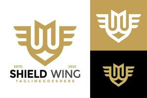 lettre m shiled ailes logo conception vecteur symbole icône illustration