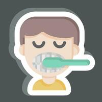 autocollant brosse à dents. en relation à dentiste symbole. Facile conception modifiable. Facile illustration vecteur