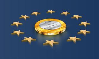 Drapeau de l&#39;Union européenne étoiles et argent (euro), vecteur