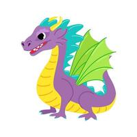 mignonne violet dragon. enfant dragon personnage. dessin animé moderne style vecteur illustration.