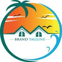 plage et Soleil aventure logo. adapté pour aventure logos et T-shirt entreprises. vecteur