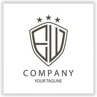 euh logo monogramme avec bouclier forme isolé noir couleurs sur contour conception modèle prime élégant modèle vecteur eps dix