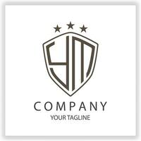 ym logo monogramme avec bouclier forme isolé noir couleurs sur contour conception modèle prime élégant modèle vecteur eps dix