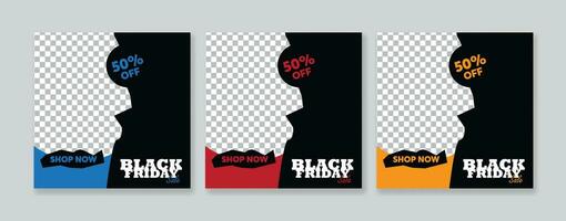 collection de bannières de modèles de publication de médias sociaux de vente vendredi noir moderne de vecteur créatif.