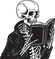 Masculin squelette en train de lire une livre dans le hiver vecteur