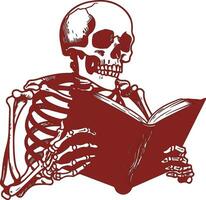 squelette homme en train de lire livre illustration vecteur