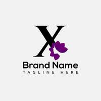 beauté logo sur lettre X modèle. beauté sur X lettre, initiale mode et beauté signe concept vecteur