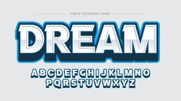 typographie sportive de perspective 3d de jeu moderne bleu vecteur