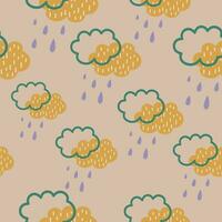 mignonne brillant sans couture modèle de des nuages et pluie vecteur illustration