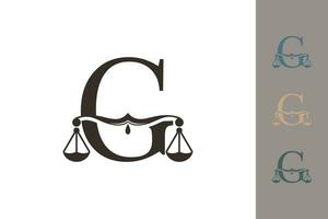 Justice loi logo avec lettre g logo conception concept vecteur