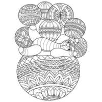 ours en peluche et boules dessinés à la main pour un livre de coloriage pour adultes vecteur