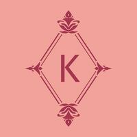 lettre k classique beauté ancien initiale vecteur logo Cadre
