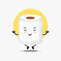 personnage de papier toilette mignon dans une pose de yoga vecteur