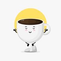 personnage de café mignon dans une pose de yoga vecteur