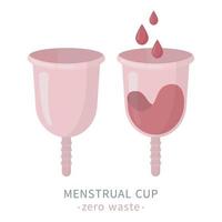 coupe menstruelle, règles féminines et produit d'hygiène vecteur