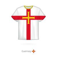 T-shirt conception avec drapeau de Guernesey vecteur