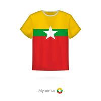 T-shirt conception avec drapeau de myanmar vecteur