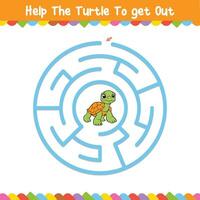 des gamins circulaire Labyrinthe Aidez-moi le tortue à avoir en dehors vecteur