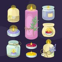 collection de illustration de aromatique bougies vecteur