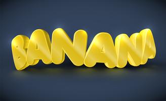 Typographie 3D - banane, vecteur