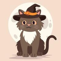 chat dans le chapeau. Halloween conception. mignonne vecteur plat illustration