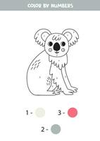 Couleur dessin animé gris koala par Nombres. feuille de travail pour enfants. vecteur