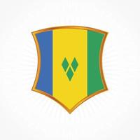 vecteur de drapeau de saint vincent et les grenadines avec cadre de bouclier