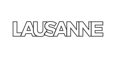 Lausanne dans le Suisse emblème. le conception Caractéristiques une géométrique style, vecteur illustration avec audacieux typographie dans une moderne Police de caractère. le graphique slogan caractères.
