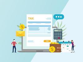 paiement de facture fiscale en ligne avec document papier vecteur