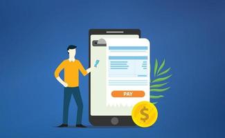 reçu en ligne de paiement mobile avec applications pour smartphone vecteur